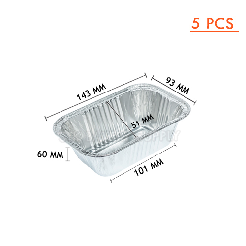 ALUMINIUM CUP CAKE RECTANGULAR WITH LID (0287-1)SS-4033- (93 x 143 ) x (51 x 101) 60 mm 5 PCS (1 X 45) WS