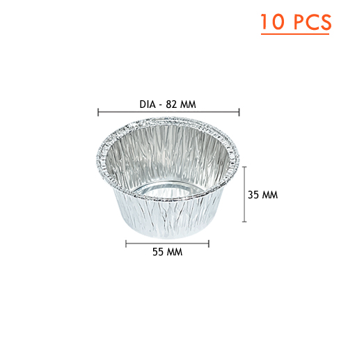 ALUMINUM CUP-ROUND WITH LID (1072)SS-3003,10PCS 84*55*35MM/100ML (1x60) WS