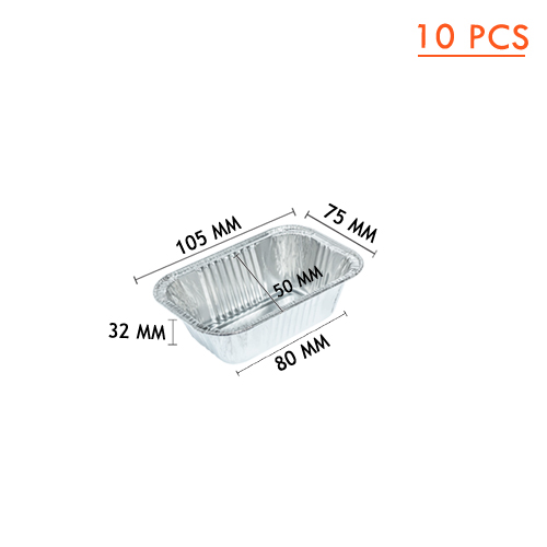 ALUMINIUM CUP SQUARE WITH LID SS 4004 (105x75x32) (80x50) MM ,140ML ,10PCS (1x56) WS