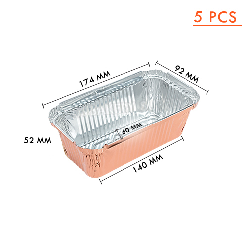 ALUMINIUM CUP RECTANGULAR ROSE GOLD WITH LID (1067-1) SS-4007 (92 x 174) x (60 x 140) x 52MM, 480ML 5PCS (1 x 72) WS