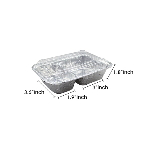 ALUMINIUM CUP - SQUARE 2 HOLES WITH LID (188*135) x (143*91) 46mm-910ml (5880) 20PCS (1 X 60)