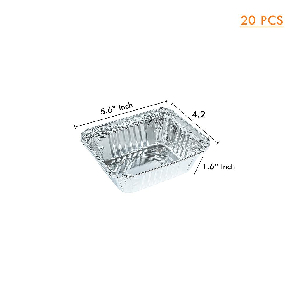 ALUMINIUM CUP - SQUARE WITH LID 108 x 85 x 45 mm-400ml (2550) 20PCS (1 X 64)