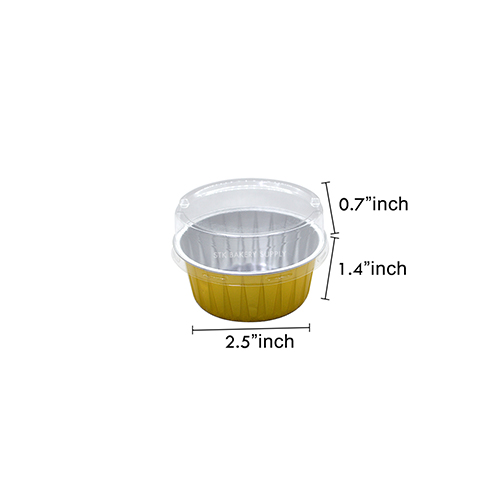 ALUMINIUM CUP - ROUND GOLD WITH LID 98 x 73 x 25mm-130ml (Y 13) 20PCS (1 X 64)