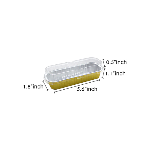 ALUMINIUM CUP - RECTANGULAR RED/GOLD WITH LID 165 x 65 x 30mm-200ml (Y 19) 20PCS (1 X 60)