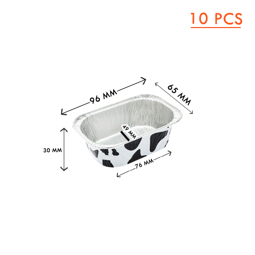 ALUMINIUM CUP - COW DESING RECTANGULAR WITH LID (1062-1)SS-4003(65*96)X(49*76)X30MM 10PCS (1X65) WS