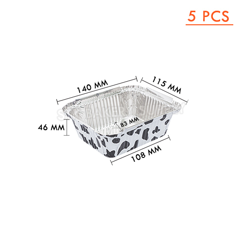ALUMINIUM CUP SQUARE WITH LID COW SS 4006 (140x115x46)  (83 x 108) MM 5PCS (1 x 50) WS
