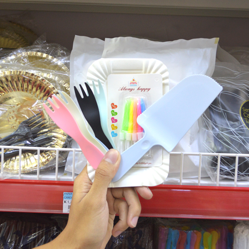 PAPER PLATE SET (PLATE, KNIFE, SPOON, CANDLE) 5PCS SET (1 x 300)