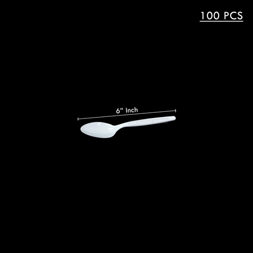 PLASTIC DISPOSABLE SPOON WHITE 15CM(6&quot;)NO.904/ H150  100PCS