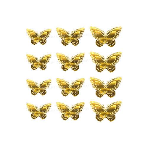 CAKE DECORATION 3 LAYER  BUTTERFLY (12PCS)