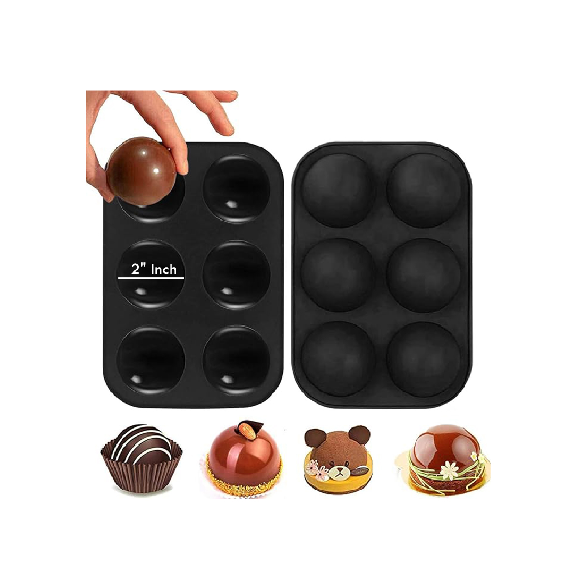 SILICON ROUND SHAPE MOULD 6HOLES(5.2x2.5CM DIAMETER)