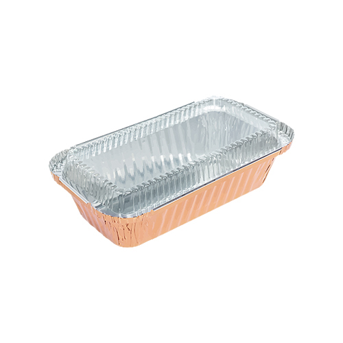 ALUMINIUM CUP - RECTANGULAR ROSE GOLD WITH LID (1069-1)SS-4008 (112x202)x(70x160)x52MM 610ML (1x50)