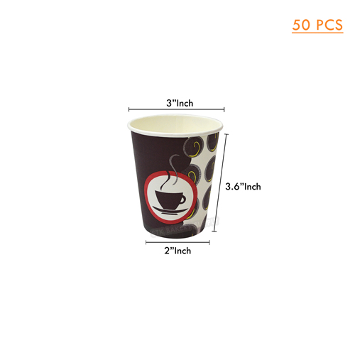 COFFEE PAPER CUP ( WHITE / BROWN ) 9 OZ 50PCS