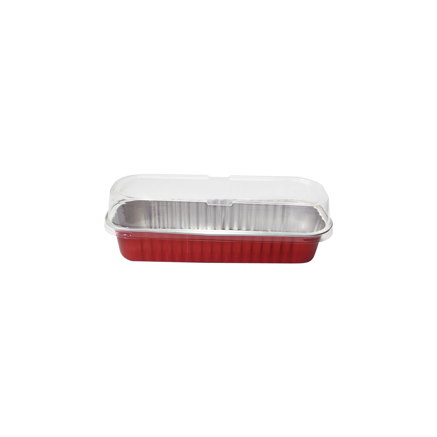 ALUMINIUM CUP - RECTANGULAR RED WITH LID 165 x 65 x 30mm-200ml (Y 19) 20PCS (1 X 60)