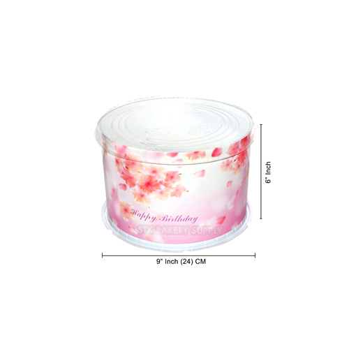 CAKE BOX (WITH RIBBON) ROUND 24CM (CHINA)