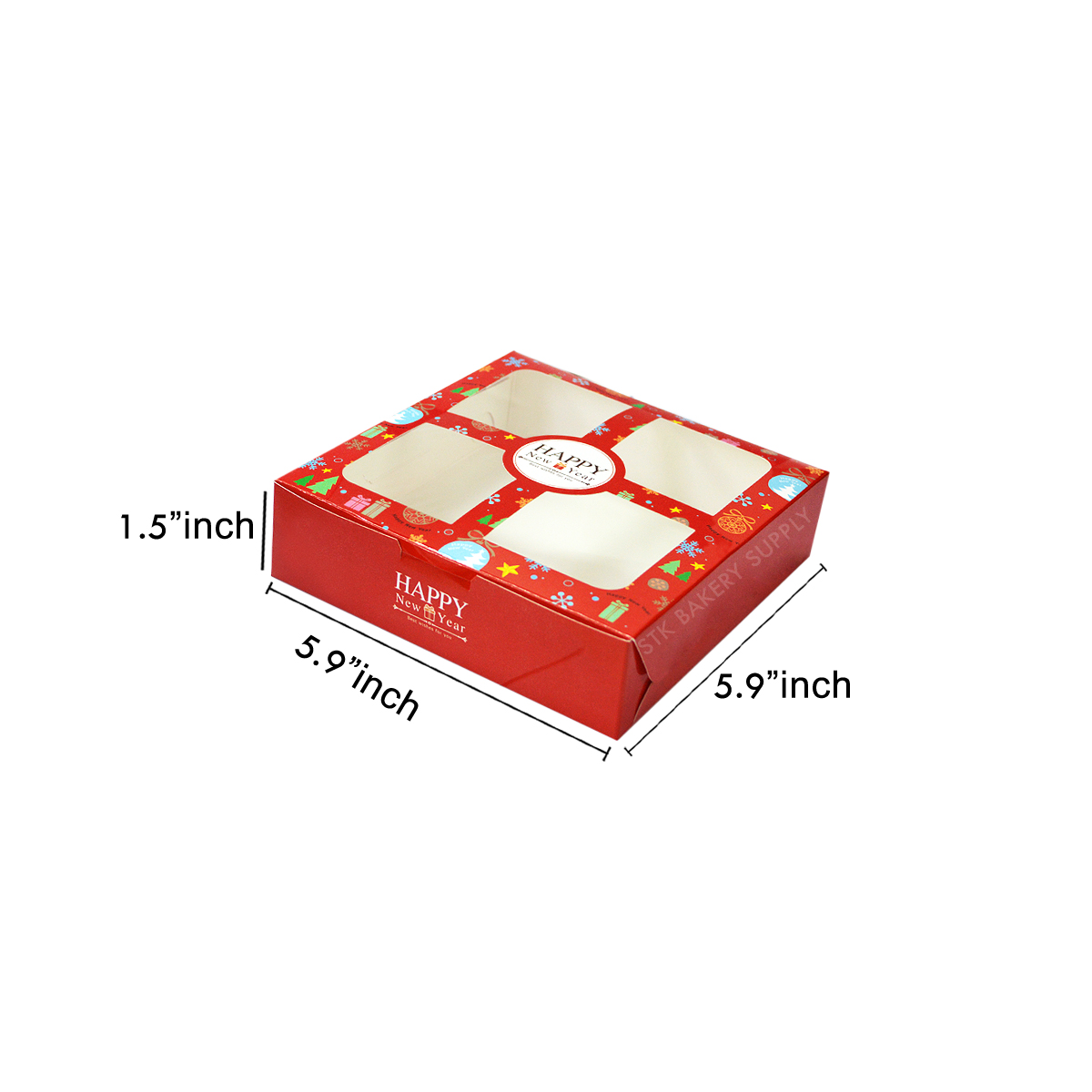 CHRISTMAS BROWNIE CAKE BOX 15 x 15.5 x 4CM (BK22W-026/025)