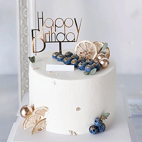 CAKE DECORATION HAPPY BIRTHDAY GOLD,SLIVER & BLACK COLOR CAKE TOPPER 1PC (042)