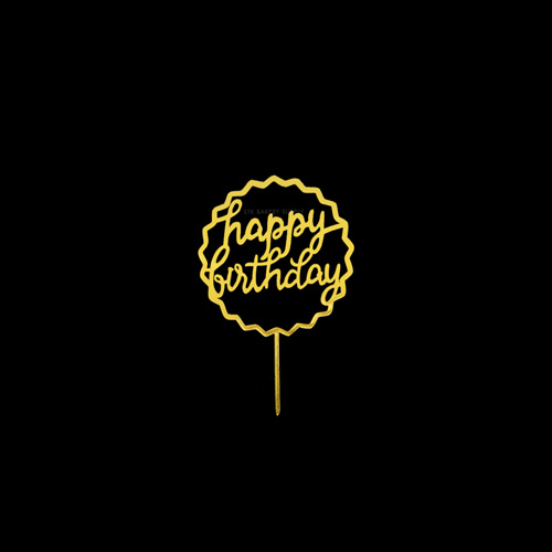 CAKE DECORATION HAPPY BIRTHDAY GOLD,SLIVER & BLACK COLOR CAKE TOPPER 1PC (042)