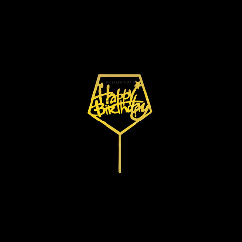 CAKE DECORATION HAPPY BIRTHDAY GOLD,SLIVER & BLACK COLOR CAKE TOPPER 1PC (042)