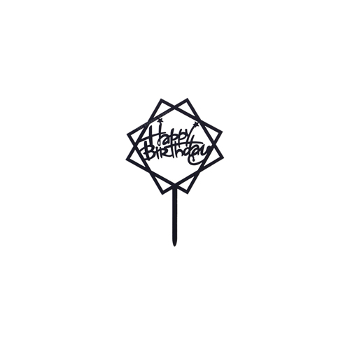 CAKE DECORATION HAPPY BIRTHDAY GOLD,SLIVER & BLACK COLOR CAKE TOPPER 1PC (042)