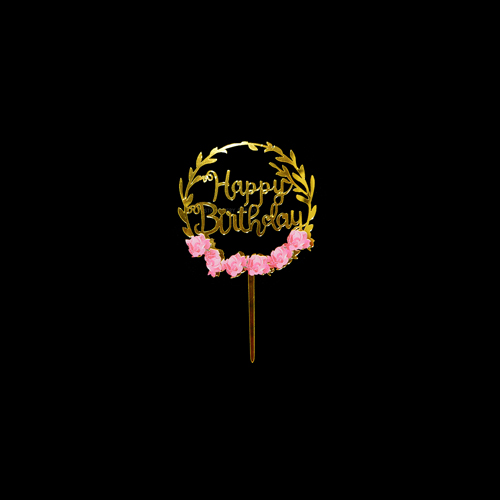 HAPPY BIRTHDAY WITH COLORFUL FLOWERS CAKE TOPPER 1PCS (058)