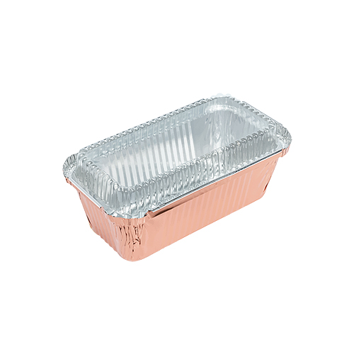ALUMINIUM CUP - RECTANGULAR ROSE GOLD WITH LID (1067-1)SS-4007 (92x174)x(60x140)x52MM 480ML (1x50)
