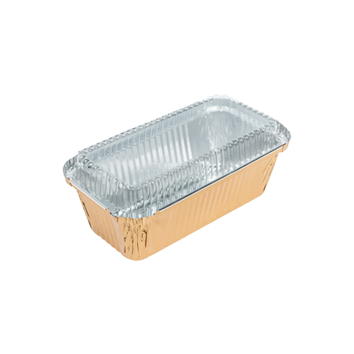 ALUMINIUM CUP - RECTANGULAR GOLD WITH LID(1066-1) SS-4007 (92x174)x(60x140)x52MM 480ML (1x50)