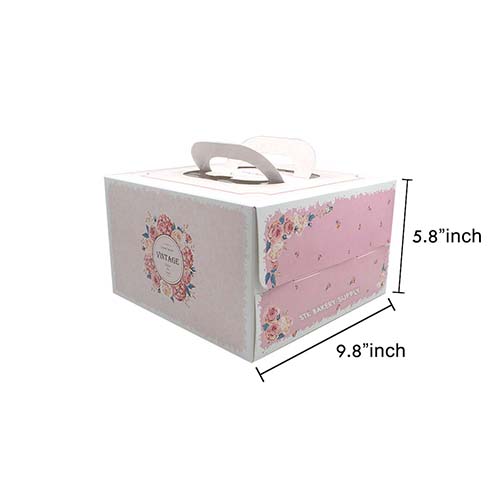 CAKE BOX (WITH HANDLE) SQUARE  (8"CAKE)