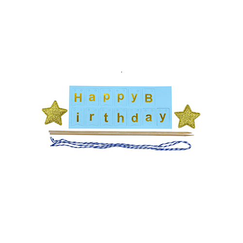 HAPPY BIRTHDAY PINK & BLUE CAKE TOPPER 1PC
