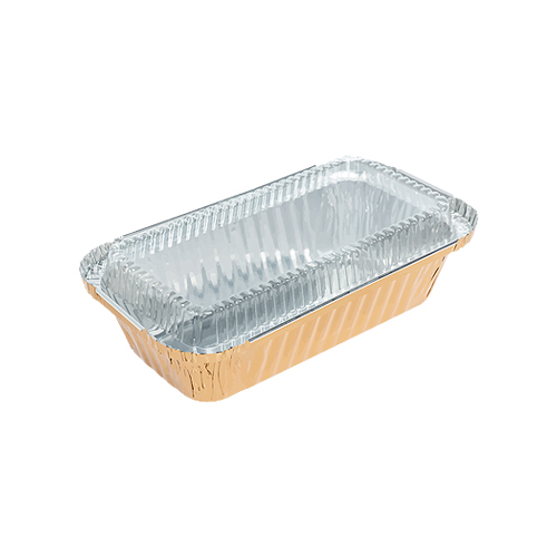 ALUMINIUM CUP - RECTANGULAR GOLD WITH LID (1068-1)SS-4008 (112x202)x(70x160)x52MM 610ML (1x50)