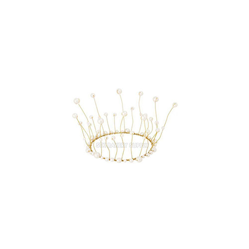 CAKE DECORATION  PEARL CROWN BIG (WHITE , RED)