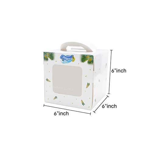 CAKE BOX WITH HANDLE WITH WINDOW (4"CAKE) (THINGYAN)