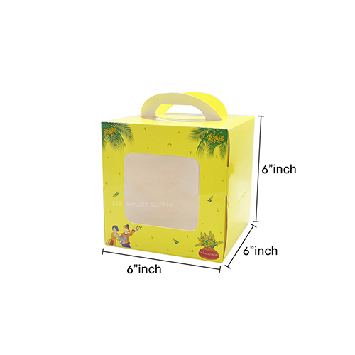 CAKE BOX WITH HANDLE WITH WINDOW (4"CAKE) (THINGYAN)